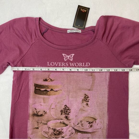NWT Zara Trafaluc Pink Graphic T Shirt Size Small - Picture 12 of 13